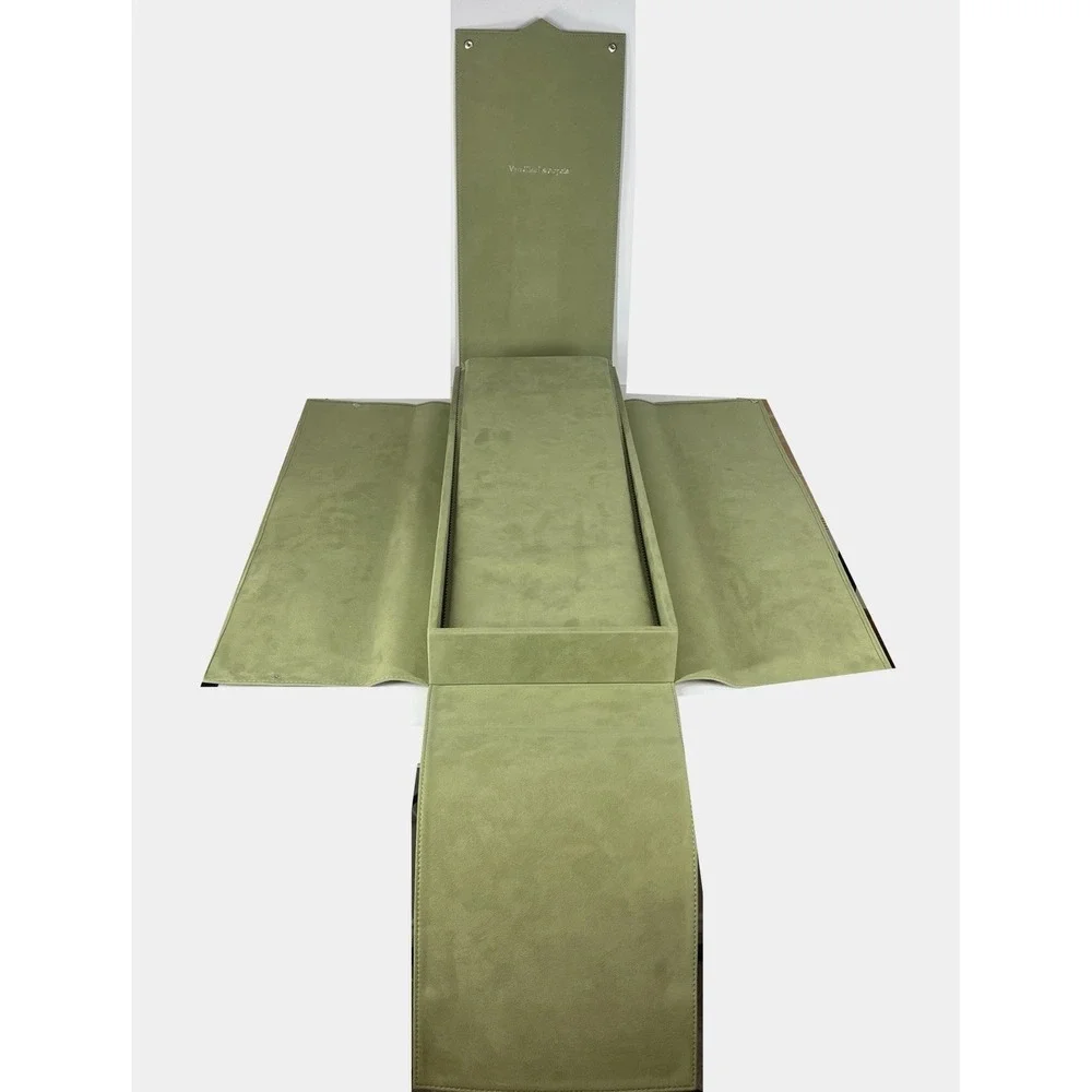 XXL Van Cleef & Arpels Jewelry Necklace Presentation Gift Box Green Suede Velvet